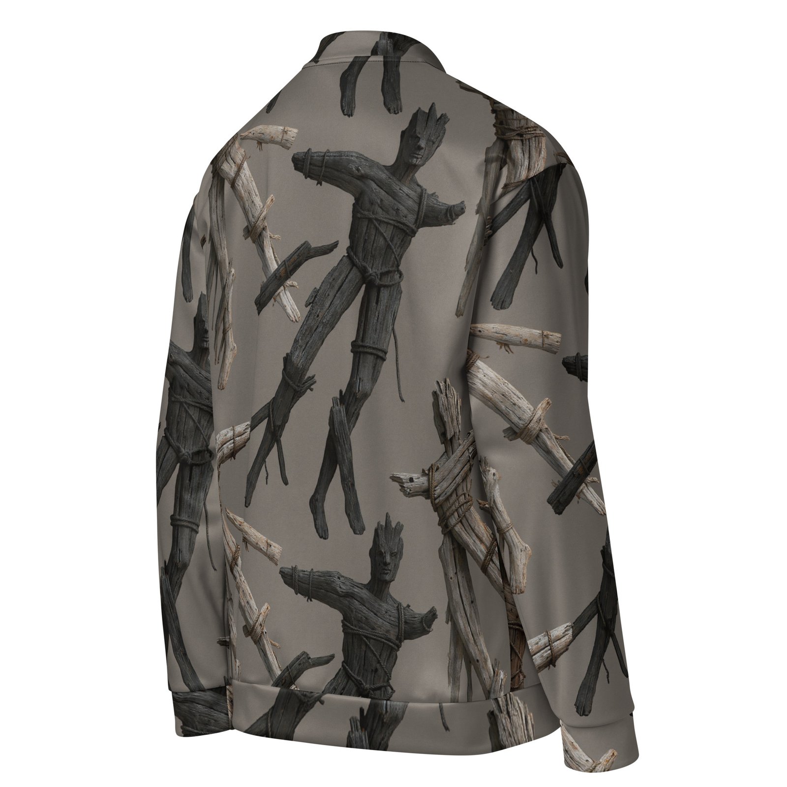 Męska bluza bomber z grafiką drewnianych kukieł i związanych gałęzi| Zarn.pl Męska bluza bomber z grafiką drewnianych kukieł i związanych gałęzi - obrazek 5