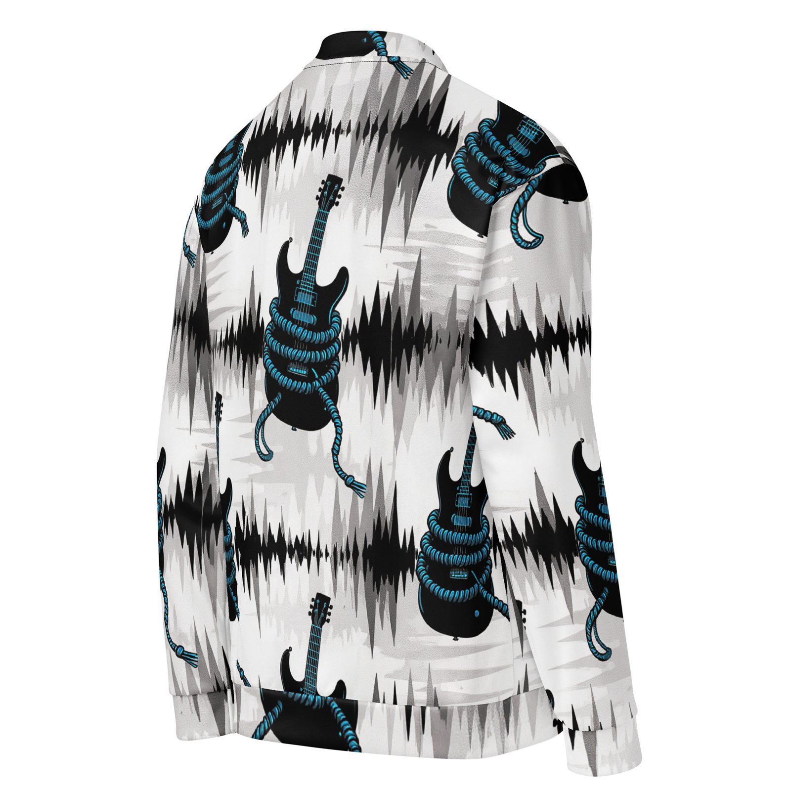 Męska bluza bomber z grafiką gitary elektrycznej i fal dźwiękowych| Zarn.pl Męska bluza bomber z grafiką gitary elektrycznej i fal dźwiękowych - obrazek 5