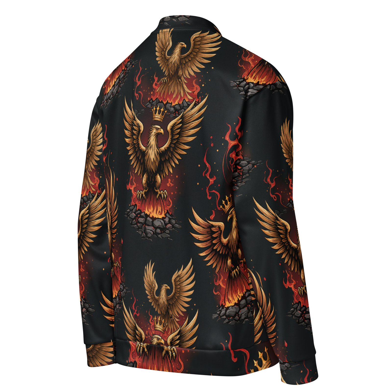 Męska bluza bomber z grafiką złotego orła i płomieni| Zarn.pl Męska bluza bomber z grafiką złotego orła i płomieni - obrazek 5