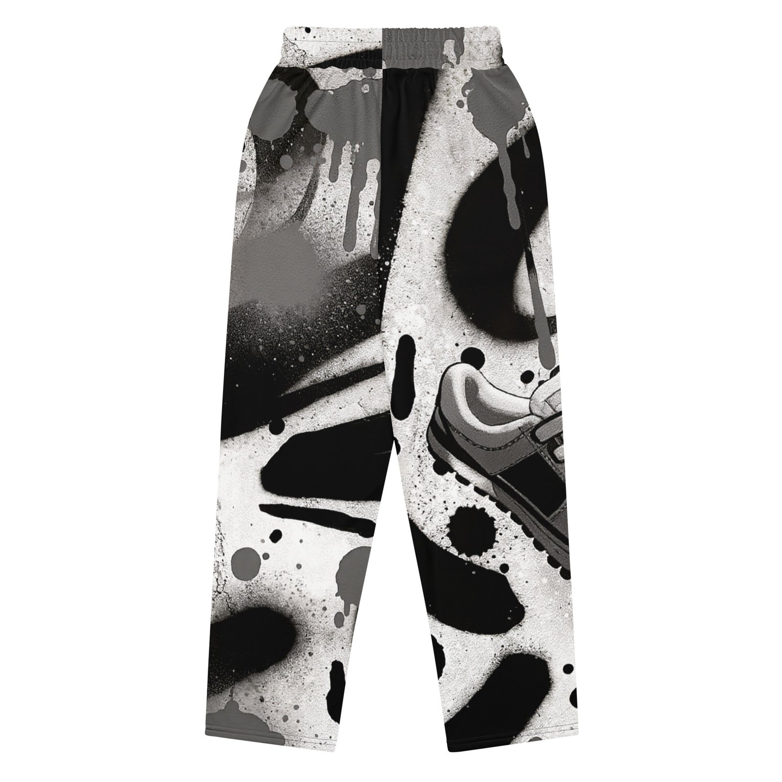 Męskie spodnie jogger z czarno-białą grafiką streetwear i motywem sneakersa| Zarn.pl Męskie spodnie jogger z czarno-białą grafiką streetwear i motywem sneakersa - obrazek 5