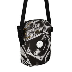 torba na ramię z motywem gramofonów i muzyki retro