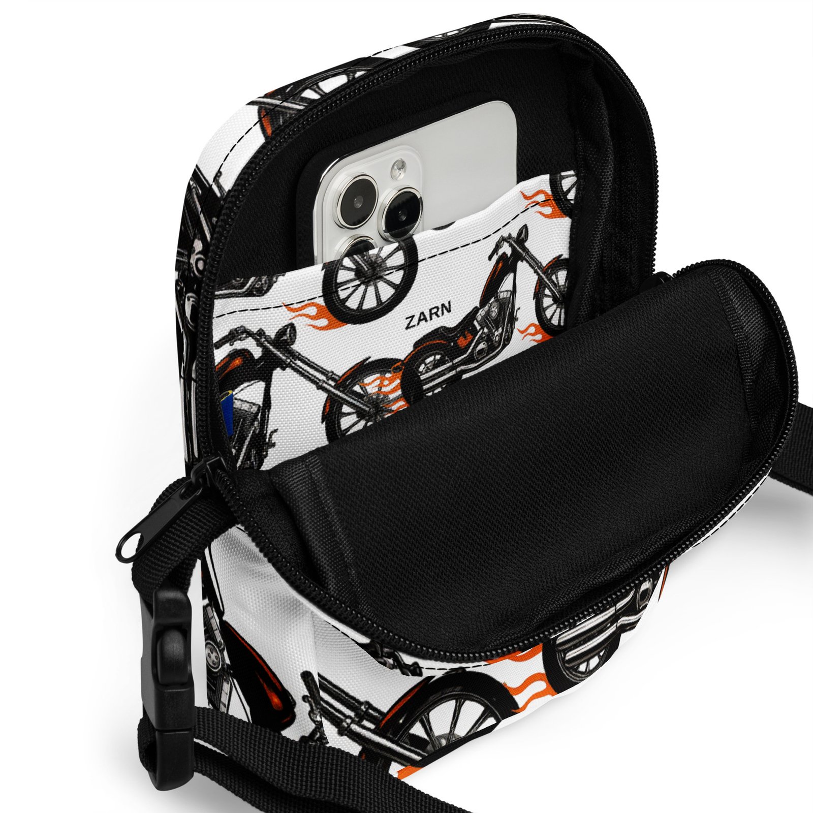 Torba na ramię z grafiką motocykli chopper i płomieni| Zarn.pl Torba na ramię z grafiką motocykli chopper i płomieni - obrazek 12