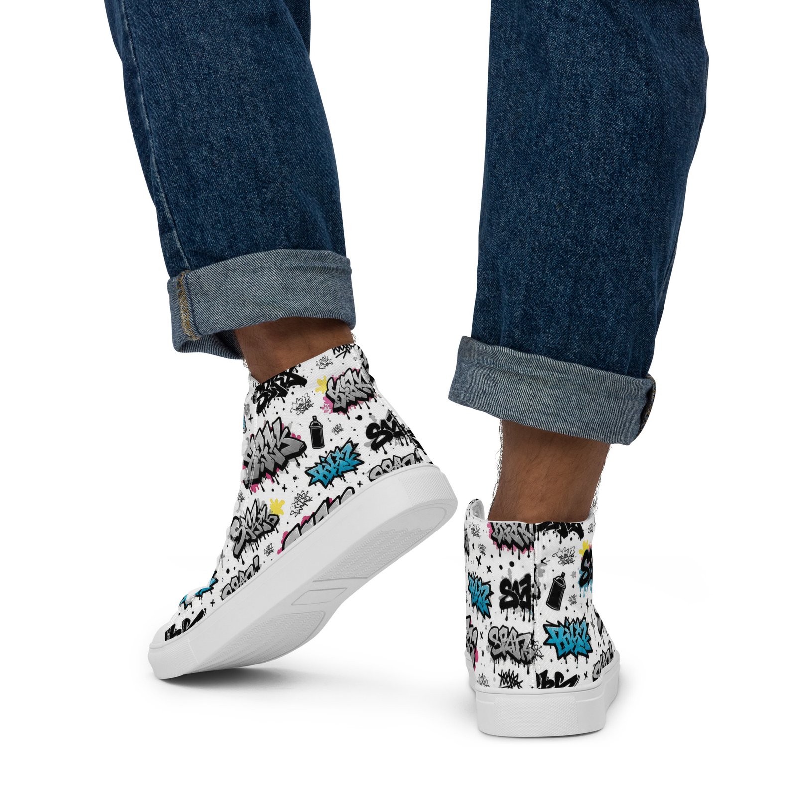 Męskie trampki za kostkę z kolorową grafiką graffiti streetwear| Zarn.pl Męskie trampki za kostkę z kolorową grafiką graffiti streetwear - obrazek 21