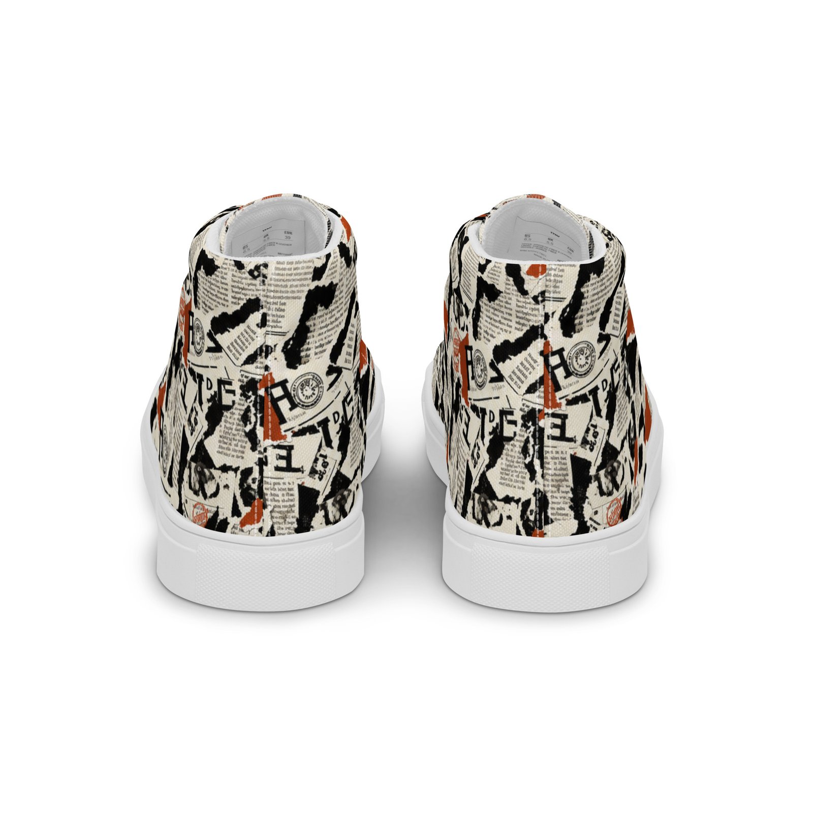 Męskie trampki za kostkę z grafiką kolażu gazetowego w stylu street art| Zarn.pl Męskie trampki za kostkę z grafiką kolażu gazetowego w stylu street art - obrazek 4