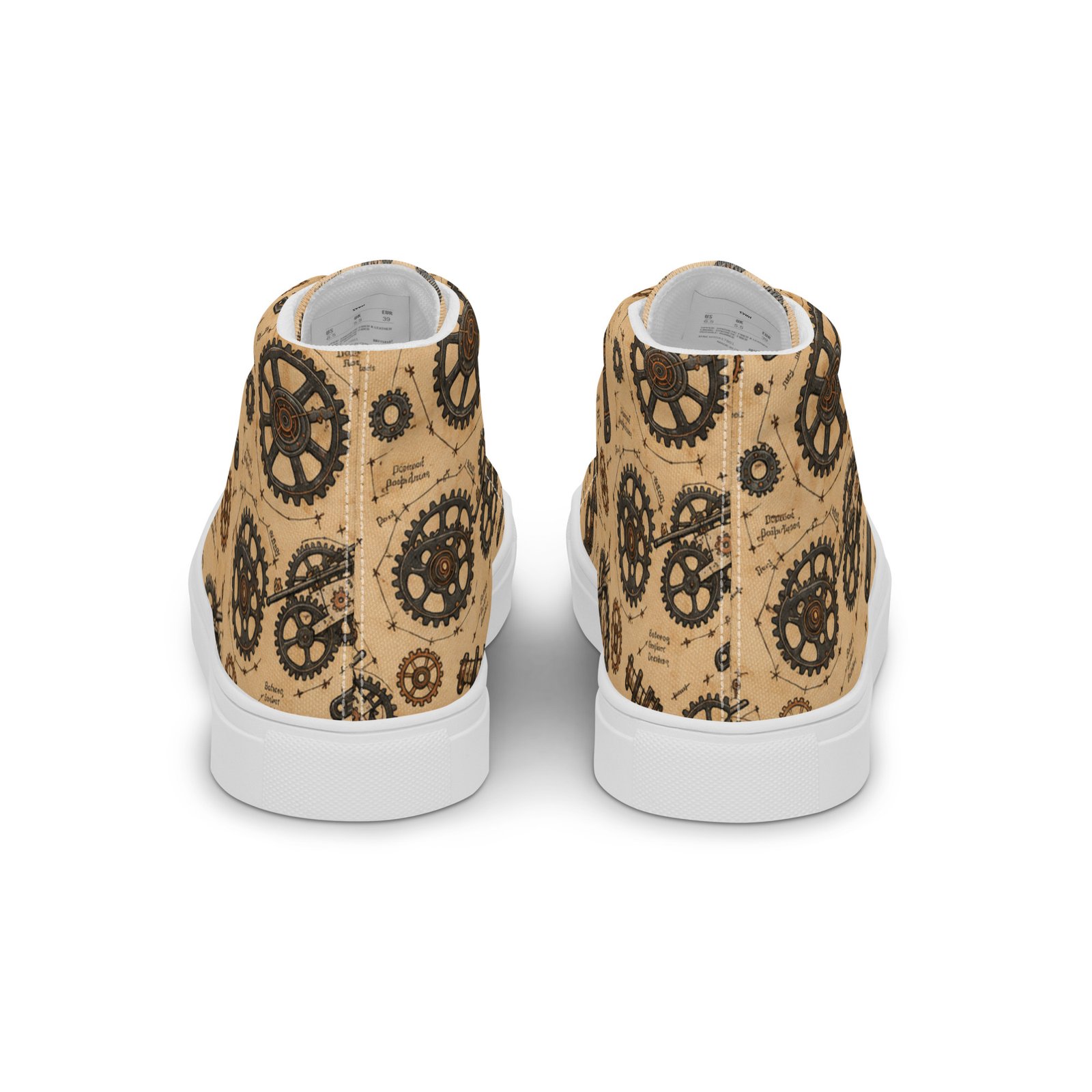 Męskie trampki za kostkę z grafiką kół zębatych w stylu steampunk| Zarn.pl Męskie trampki za kostkę z grafiką kół zębatych w stylu steampunk - obrazek 4