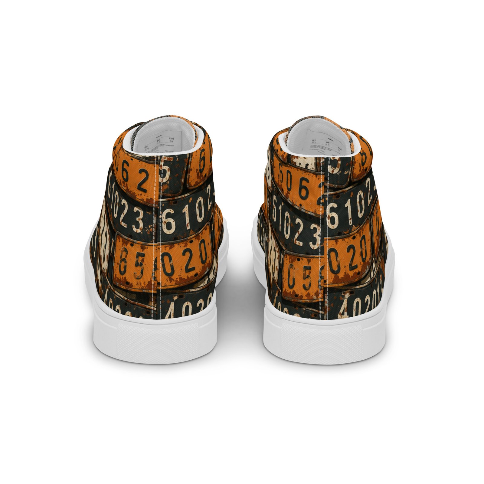 Męskie trampki za kostkę z grafiką tablic rejestracyjnych w stylu vintage| Zarn.pl Męskie trampki za kostkę z grafiką tablic rejestracyjnych w stylu vintage - obrazek 4