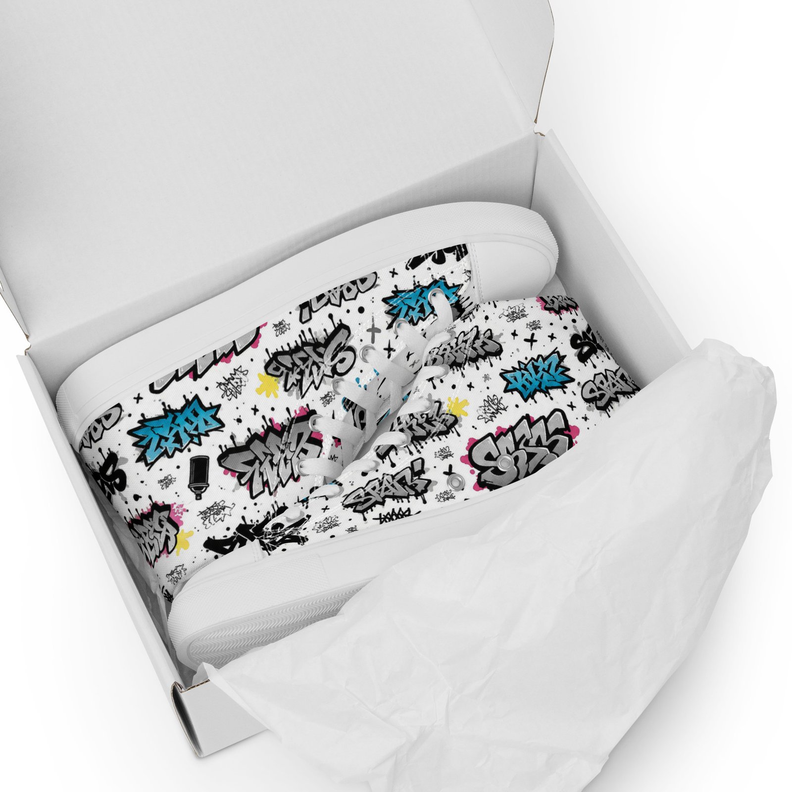 Męskie trampki za kostkę z kolorową grafiką graffiti streetwear| Zarn.pl Męskie trampki za kostkę z kolorową grafiką graffiti streetwear - obrazek 18