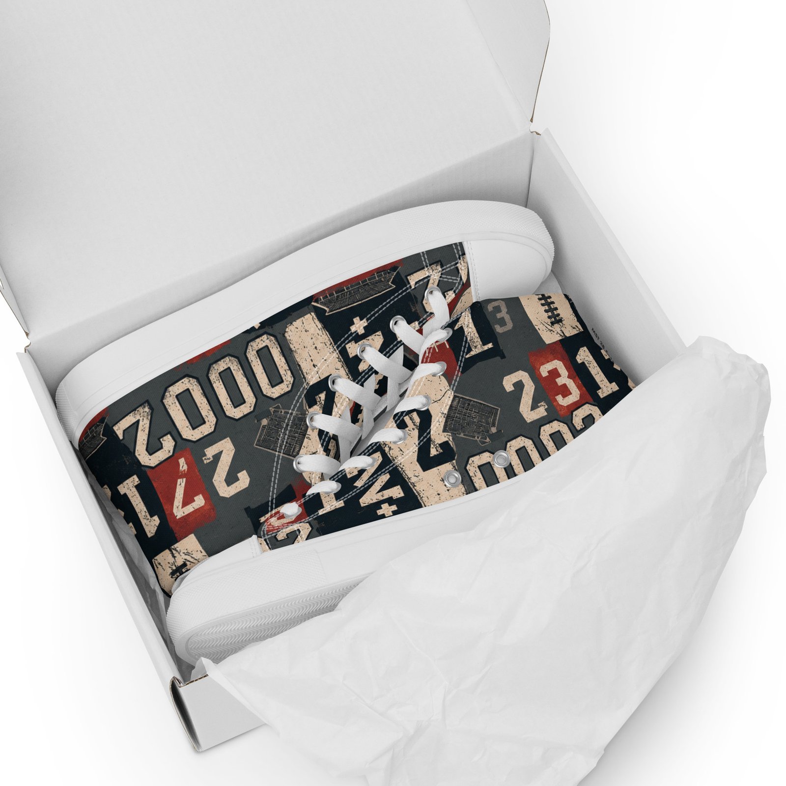 Męskie trampki za kostkę z grafiką cyfr i sportowym motywem retro| Zarn.pl Męskie trampki za kostkę z grafiką cyfr i sportowym motywem retro - obrazek 18