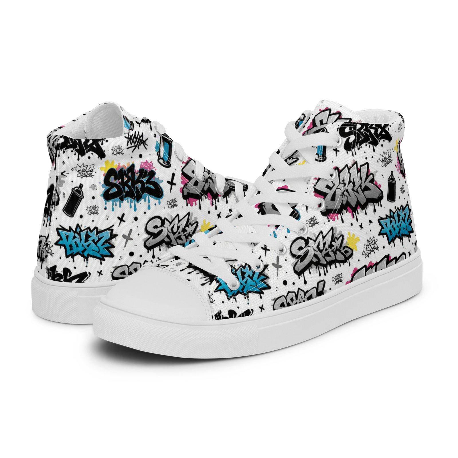 Męskie trampki za kostkę z kolorową grafiką graffiti streetwear| Zarn.pl Męskie trampki za kostkę z kolorową grafiką graffiti streetwear - obrazek 15