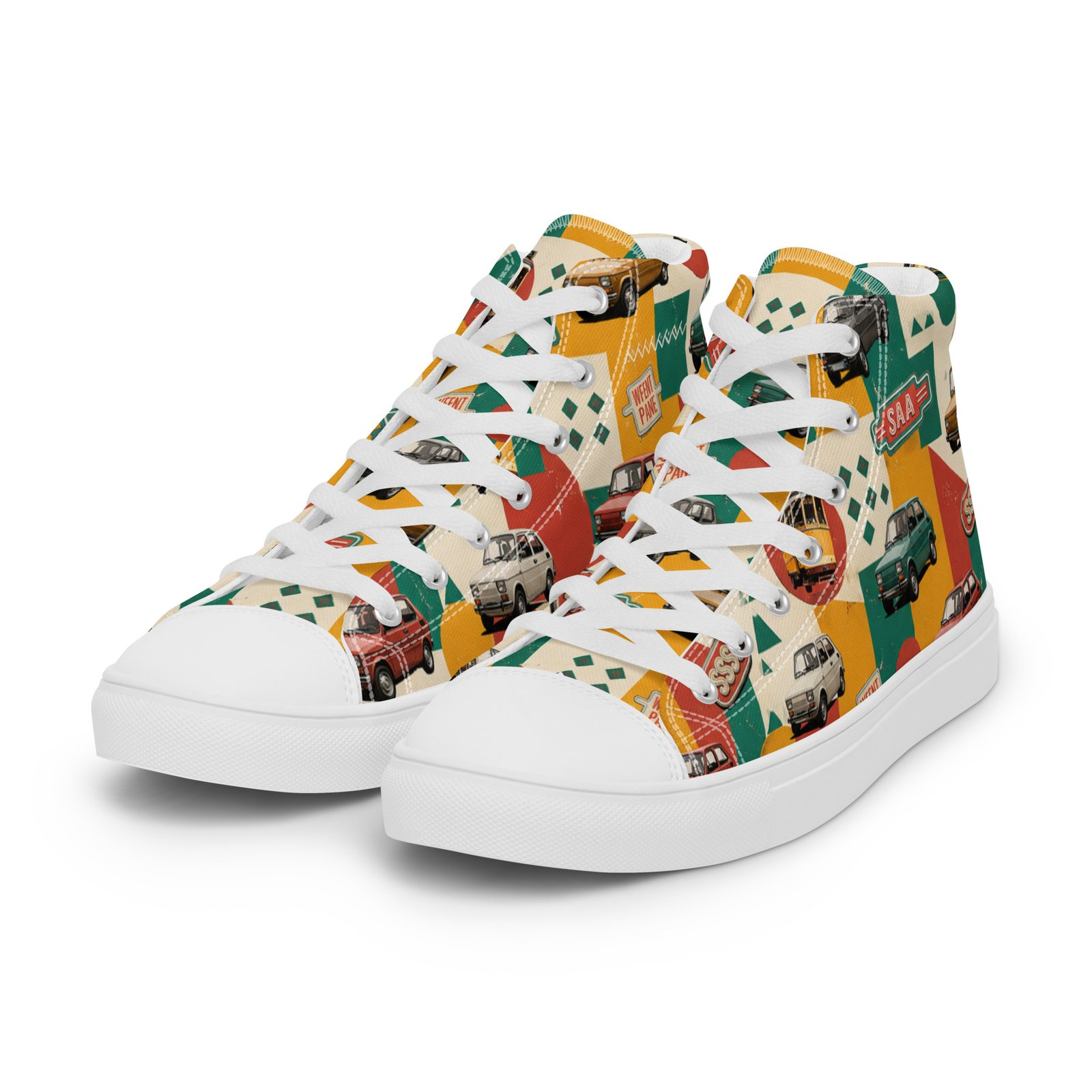 Męskie trampki za kostkę z grafiką kultowych samochodów i tramwaju retro| Zarn.pl Męskie trampki za kostkę z grafiką kultowych samochodów i tramwaju retro - obrazek 7
