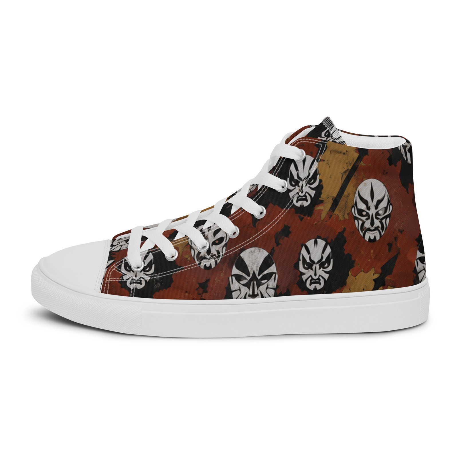 Męskie trampki za kostkę z grafiką twarzy wojowników w stylu streetwear| Zarn.pl Męskie trampki za kostkę z grafiką twarzy wojowników w stylu streetwear - obrazek 11