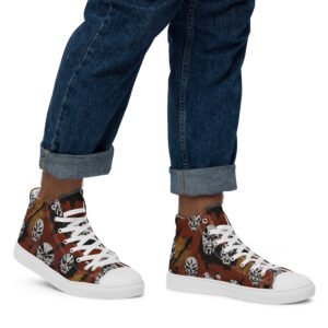 Męskie trampki za kostkę z grafiką twarzy wojowników w stylu streetwear