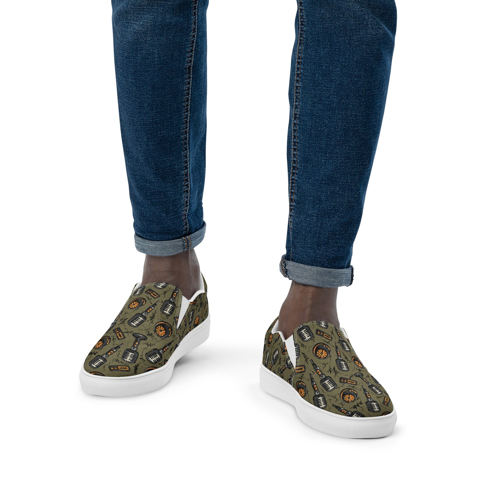 Męskie wsuwane buty z grafiką mikrofonów retro| Zarn.pl Męskie wsuwane buty z grafiką mikrofonów retro - obrazek 9
